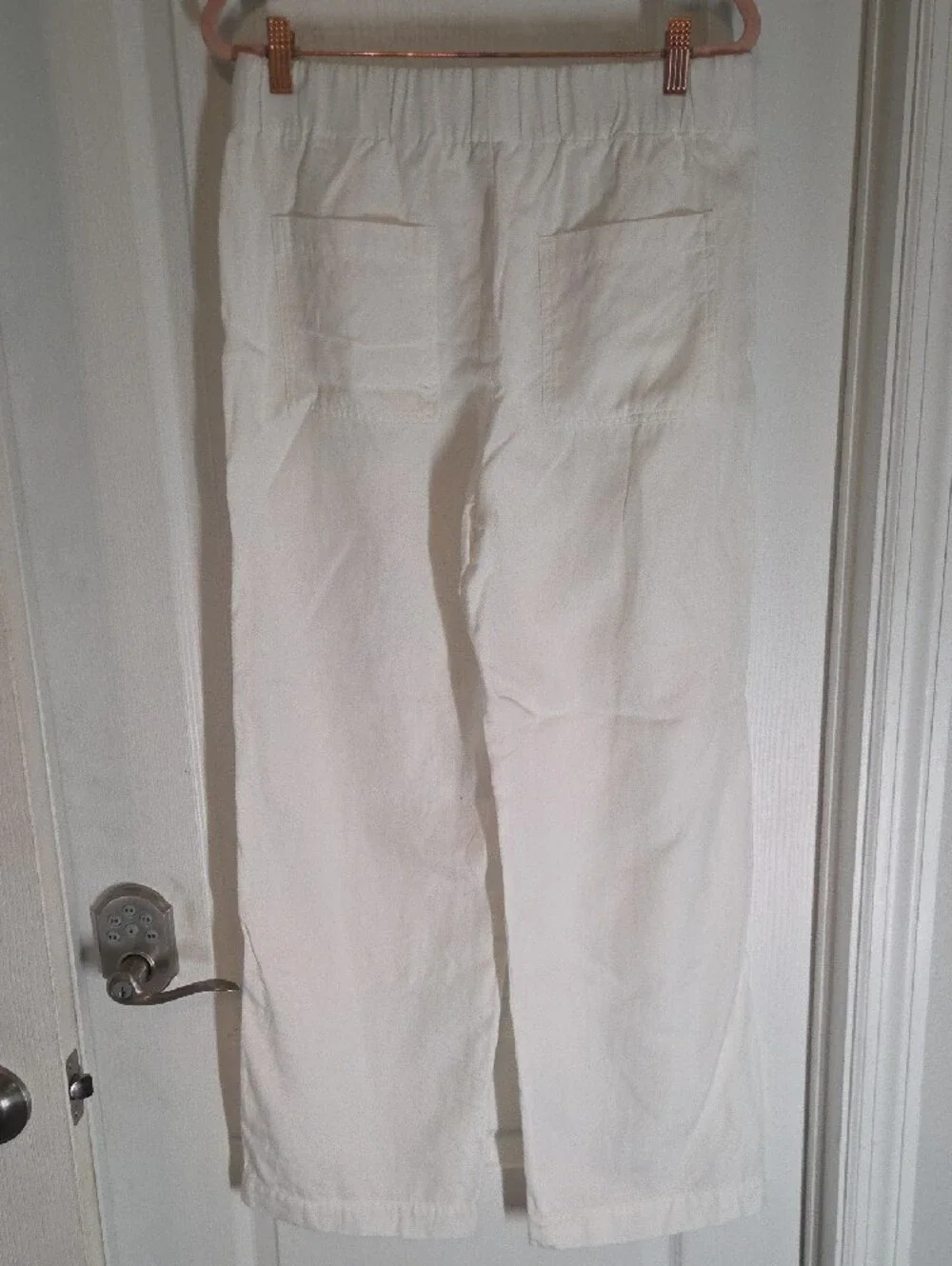 Banana Republic Cream Wide-Leg Linen-Blend Pants
